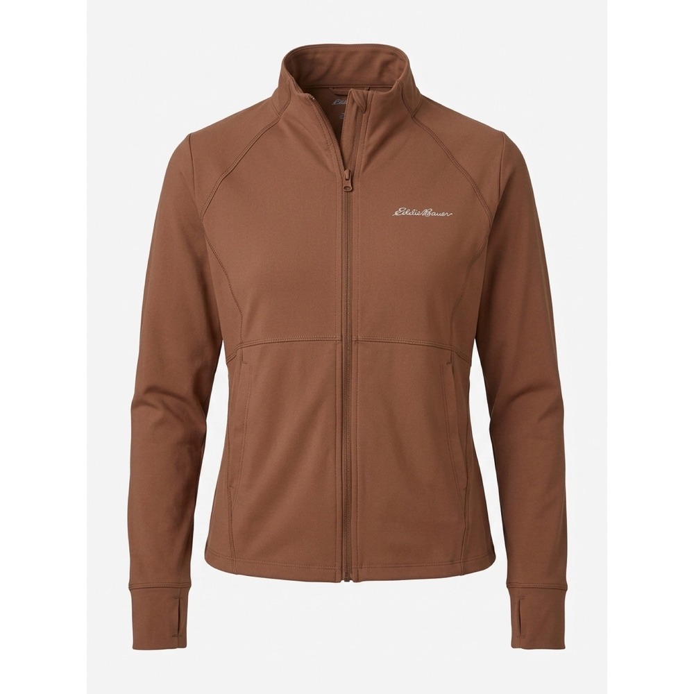 Eddie Bauer Brown Shimmer Full Zip Active Jacket Womens Medium Thumbholes Mock
